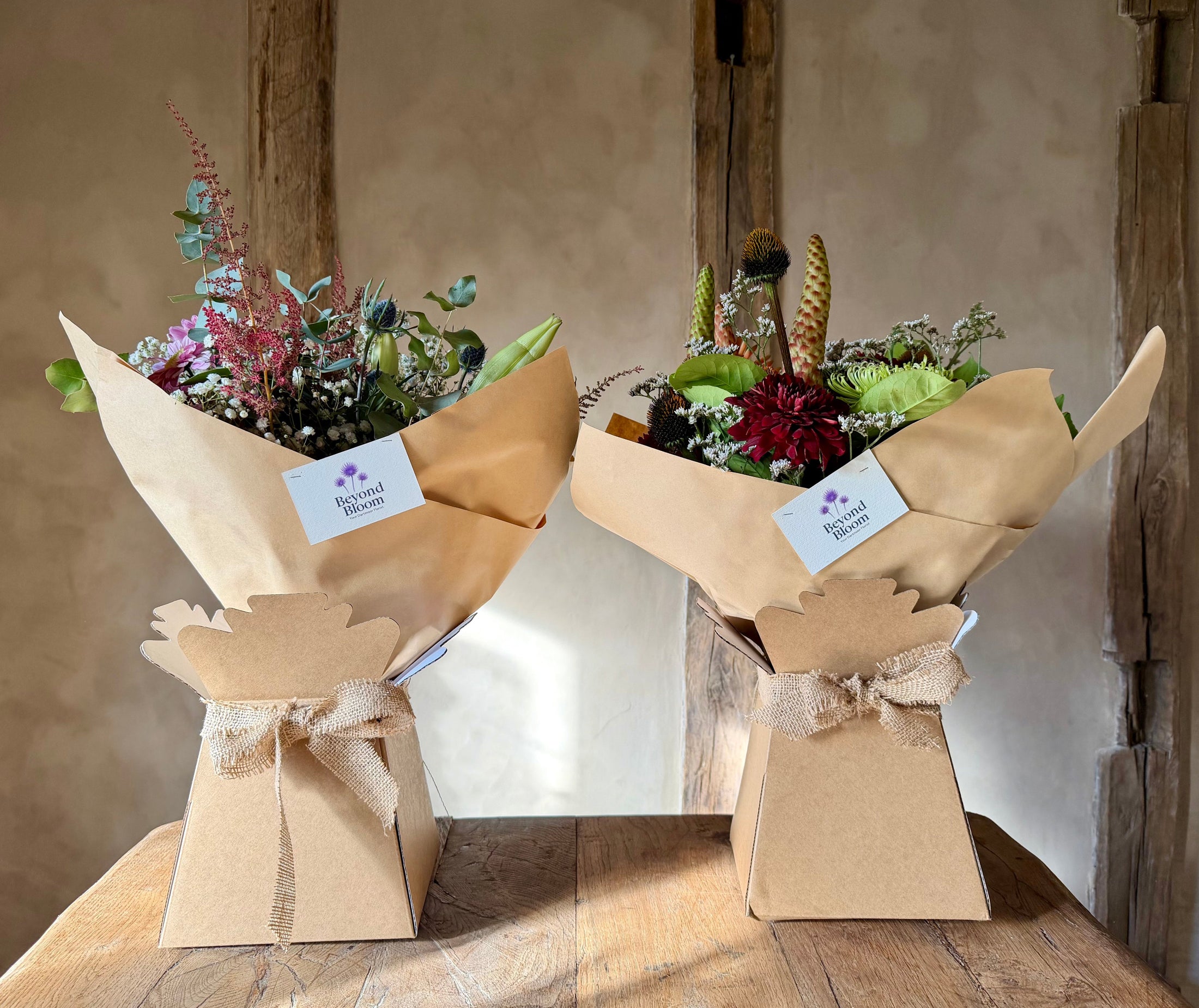 Hand tied flower bunches in Devon using seasonal flowers