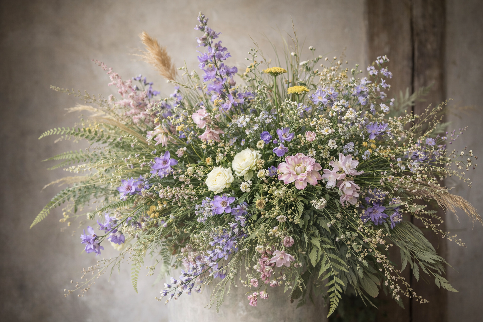 Bouquet of flowers with a neutral background